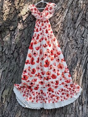 Matilda Jane White Dress with Red Floral Print